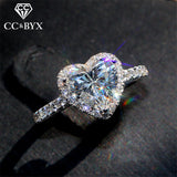 CC Heart Rings for Women S925 Silver Wedding Engagement Bridal Jewelry Cubic Zirconia Stone Elegant Ring Accessories CC829