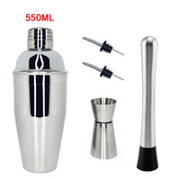 AREYOUCAN 1-7 Pcs Stainless Steel Cocktail Shaker Set Ice Strainer Clip Mixing Spoon Measure Cup Bar Tools Cocktail Set