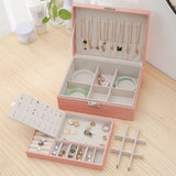 New Double-Layer PU Leather Jewelry Box European Jewelry Storage Box Large Space Jewelry Holder Gift Case with Lock