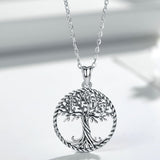 EUDORA Real 925 Sterling Silver twins tree of life tree Pendant Necklace charm with oxidize silver Vintage trees Jewelry CYD487