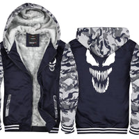 Venom Luminous Sweatshirt Sportswear Streetwear Hoodie Hooded Unisex Thicken Zipper Tracksuit Winter Coat Jacket Cosplay Costume