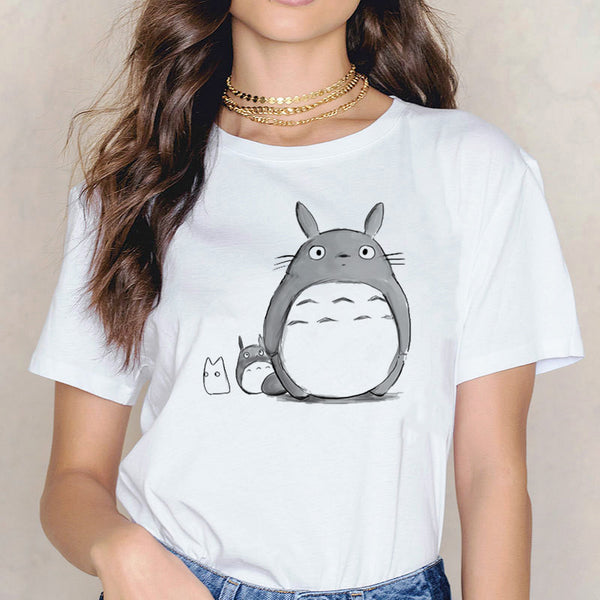 Totoro t shirt Miyazaki Hayao cartoon female clothes femme Anime Spirit Away tshirt Studio Ghibli t-shirt Anime women Japanese