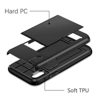 For iPhone 11 Pro Max XS X XR Case Slide Armor Wallet Card Slots Holder Cover For IPhone 7 8 6 6s Plus 5 5s TPU Shockproof Shell