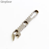 QingGear Titanium Multi Tool TC4 Mini Keychain Wrench Box Opener Bottle Opener Pry Bar Hex Screwdriver EDC Pocket Tool Gift