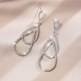 LATS New Heart Earrings Women's Luxurious Geometric Full Rhinestone Earrings Korean Gold/Silver Color Love 2020 Fashion Jewelry