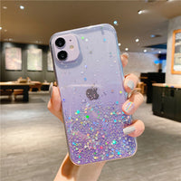 Clear Glitter Phone Case For iPhone 12 Pro 11 Pro Max XS Max XR X 7 8 Plus 12 Mini SE 2020 Cute Gradient Rainbow Sequins Coque