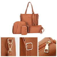 PU Leather Women's Shoulderbag +Casual Tote + Lady Handbag +Card Coin Bags Purse Messenger Satchel 4pcs/set