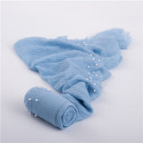 90x170cm Baby Wrap Newborn Photography Posing Swaddle With Pearls Soft Infant Cotton Linen Cloth Blanket Studio Photo Props
