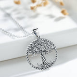 EUDORA Real 925 Sterling Silver twins tree of life tree Pendant Necklace charm with oxidize silver Vintage trees Jewelry CYD487