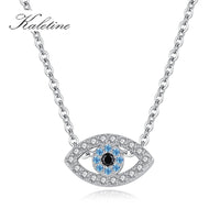 KALETINE Lucky Eye Evil 925 Sterling Silver Pendant Choker Necklace Aquamarine Zircon Charms Necklace Jewelry For Women Men