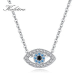 KALETINE Lucky Eye Evil 925 Sterling Silver Pendant Choker Necklace Aquamarine Zircon Charms Necklace Jewelry For Women Men