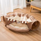 Fashion Foldable Cat Tunnel Toy Cat Channel Cat Nest Playable Sleepable Autumn and Winter Cat Bed to Keep Warm and Comfortable