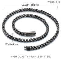 KALEN Punk Long Chain Necklace Men Stainless Steel Brushed Matte Box Link Chains Choker Necklace Male Jewelry Accessories