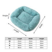 Square Dog Bed Super Soft Warm Plush Cat Mat Dog Beds Long Plush Solid Color Pet Beds Cat Mat For Little Medium Large Pets