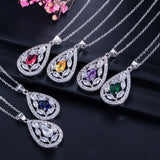 ThreeGraces Shiny White Topaz Cubic Zircoina Stone 925 Sterling Silver Necklace Earring and Ring Women Jewelry Set Gift  JS501
