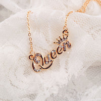 New Fashion Luxury Gold-Color Queen Crown Chain Necklace Zircon Crystal Necklace Women Fashion Jewelry Birthday Present Gifts