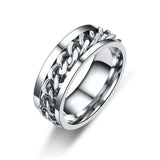 Classic Spinner Chain Men Rings Cool Stainless Steel 8mm Width Fashion Rings For Men Women Jewelry Party Gift