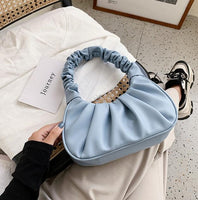 Women Hobo Pleated Tote Bag Candy Color Underarm Bag Small Handbag And Purses Shoulder Bag