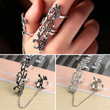 Punk Cool Hip Pop Rings Multi-layer Adjustable Chain Four Open Finger Rings  Alloy Women Rotate Rings for Women Party Gift