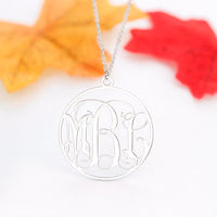 Personalized 3 Initial Monogram Necklace Rose Gold Custom Letter Nameplated Round Necklaces Women Men Stainless Steel Jewelry