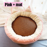 Pet Dog Cat Bed Cute Cat Ears Nest Soft Warm Washable Round Cat Cushion Home Dog Cat Mat Cat Beds House Pet Supplies Products