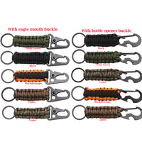 Outdoor Keychain Ring Camping Carabiner Military Paracord Cord Rope Camping Survival Kit Emergency Knot Bottle Opener Tools