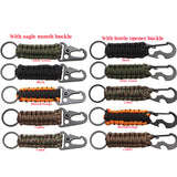 Outdoor Keychain Ring Camping Carabiner Military Paracord Cord Rope Camping Survival Kit Emergency Knot Bottle Opener Tools