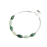 Ruifan Natural Stone Green Jade 925 Silver Original Bangle Bracelet for Women Female Girl Lucky Fine Jewelry Accessories YBR098