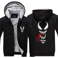 Venom Luminous Sweatshirt Sportswear Streetwear Hoodie Hooded Unisex Thicken Zipper Tracksuit Winter Coat Jacket Cosplay Costume