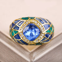 Fashion Big Blue Stone Ring Charm Jewelry Women CZ Wedding Rings Promise Engagement Ring Ladies Accessories Gifts Z4K146