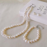 DMSFP099 Baroque Pearl Jewelry Sets 925 sterling silver Pearl Sets Necklace/Bracelet/Earrings For Women