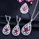 ThreeGraces Shiny White Topaz Cubic Zircoina Stone 925 Sterling Silver Necklace Earring and Ring Women Jewelry Set Gift  JS501