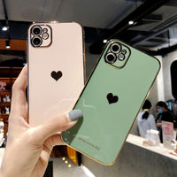 Electroplated love heart Phone Case For iPhone 12Pro 12 11 Pro Max XR XS X XS Max 7 8 Plus Shockproof Protective Back Cover capa