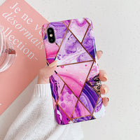 LOVECOM Plating Geometric Phone Case For iPhone 12 Mini 11 Pro Max XR XS Max 6 7 8 Plus X Soft IMD Marble Phone Back Cover Cases