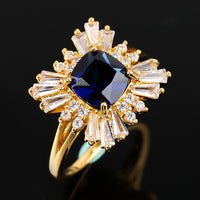 Fashion Big Blue Stone Ring Charm Jewelry Women CZ Wedding Rings Promise Engagement Ring Ladies Accessories Gifts Z4K146