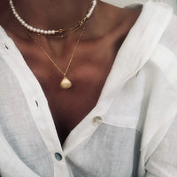 17KM Fashion Long Pearl Necklace For Women Boho Multilayered Pearl Pendant Necklace 2021 Trend Choker Sweater Chain Jewelry