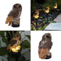 Solar Power LED Owl Lawn Light Waterproof Yard Landscape Lamp