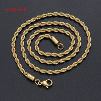 2020 Classic Rope Chain Men Necklace Width 2/3/4/5 MM Stainless Steel Figaro Cuban Chain Necklace For Men Women Jewelry