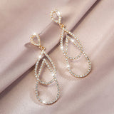 LATS New Heart Earrings Women's Luxurious Geometric Full Rhinestone Earrings Korean Gold/Silver Color Love 2020 Fashion Jewelry