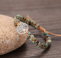 Tree Charm Bracelets African Japser String Braided Bracelets Yoga Friendship Lover Bracelet