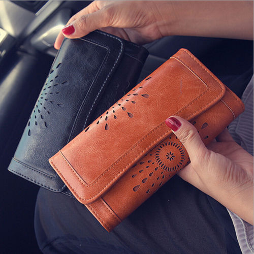 Ladies Women Boho Leather Wallet Handbag Clutch Bag Phone Card Holder Long Purse