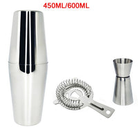 AREYOUCAN 1-7 Pcs Stainless Steel Cocktail Shaker Set Ice Strainer Clip Mixing Spoon Measure Cup Bar Tools Cocktail Set