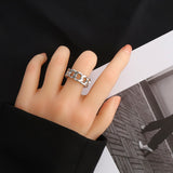 LATS Punk Metal Geometry Circular Punk Rings Set Opening Index Finger Accessories Buckle Joint Tail Ring for Women Jewelry Gifts