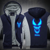 Venom Luminous Sweatshirt Sportswear Streetwear Hoodie Hooded Unisex Thicken Zipper Tracksuit Winter Coat Jacket Cosplay Costume