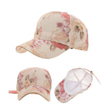 Women floral baseball cap adjustable fashion flower hats summer thin breathable hat