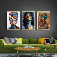 African Graffiti Black and Gold Woman Canvas Painting Cuadros Posters and Prints Wall Art Pictures for Living Room Unframed