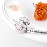 Romantic Pink Rose Love Real 925 Sterling Silver Snake Bone Chain Bracelets Fashion Women Jewelry Valentine's Day gift