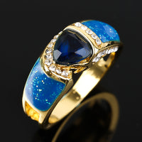 Fashion Big Blue Stone Ring Charm Jewelry Women CZ Wedding Rings Promise Engagement Ring Ladies Accessories Gifts Z4K146