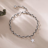 Flyleaf Pentagram Vintage Chain Real 925 Sterling Silver Anklet For Women Fine Jewelry Anklets On Foot Bracelet Enkelbandje