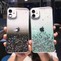 Clear Glitter Phone Case For iPhone 12 Pro 11 Pro Max XS Max XR X 7 8 Plus 12 Mini SE 2020 Cute Gradient Rainbow Sequins Coque